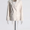 TWOTWINSTYLE Patchwork-Diamanten rückenfreier Blazer für Damen mit gekerbtem Kragen, langen Ärmeln, gespleißten Knöpfen, schickem Damen-Stil