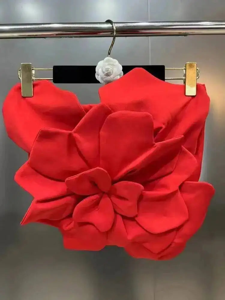 DEAT Fashion New Women's Multi 3D Flower Strapless Tops 2026 Summer Trendy Sleeveless Backless Zipper Camisole Female 11XX9050