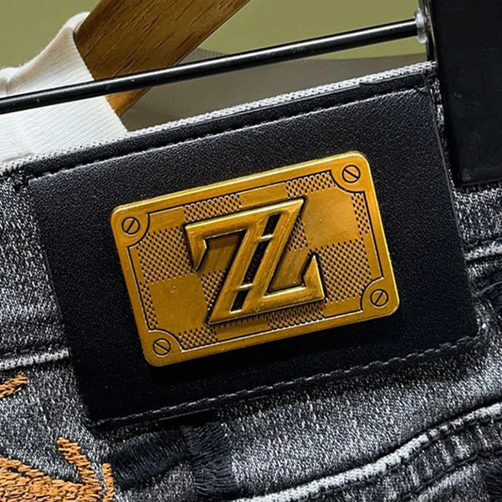 Herren Jeans Bestickte Beinschlankmachende Hose Lässige Streetwear Vielseitige Personalisierte Bleistifthose Herrenbekleidung Frühjahr 2024 Neu