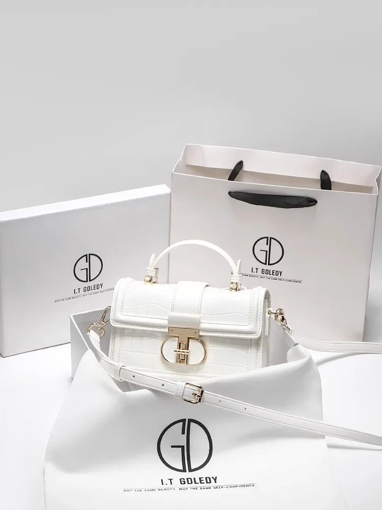 Luxuriöse Designer-Taschen mit hochwertigem Alligator-Prägeleder und zartem Metalldesign, tragbare Umhängetasche für Damen