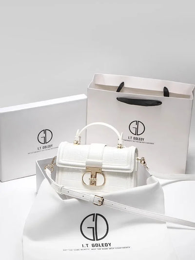 Luxury Designer Bags with High Quality Alligator Printing Leather and Delicate Metal Design Women's Portable Shoulder Bag