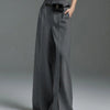 Yeezzi Urban Female Suit Pants 2025 New Fashion Black White Color Loose Straight Pant High-Waisted Pleated Split-Front Trousers