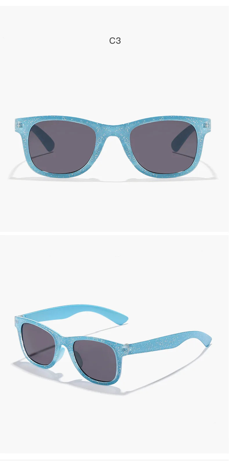 2024 Neue trendige coole bunte glänzende quadratische Sonnenbrille für Kinder Mädchen Trendige modische süße Sonnenbrille Kinderbrille