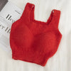 Women'S Winter Warm Fleece Padded Vest Bralette Bra Crop Top Thermal Underwear Solid Color Underwear With Chest Pads Thickened