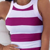 Summer Basic Elastic Tank Top Digital Printing T-shirt Women's O Neck Racerback Sexy Tank Top Stripe Print Sleeveless Tank Top