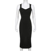 CIBBAR Basic Strick-Maxikleid Koreanische Mode Quadratischer Kragen Ärmellos Damenkleider Sommer Lässig Y2k Vintage All-Match Outfits