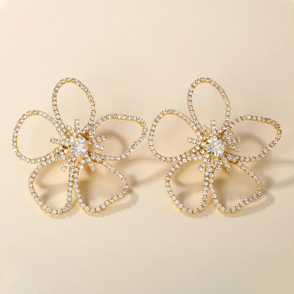 Stonefans Strass Blumenohrringe Luxus Damen Bankettschmuck Kristall Modeschmuck Hochzeit Einzigartige baumelnde Ohrringe