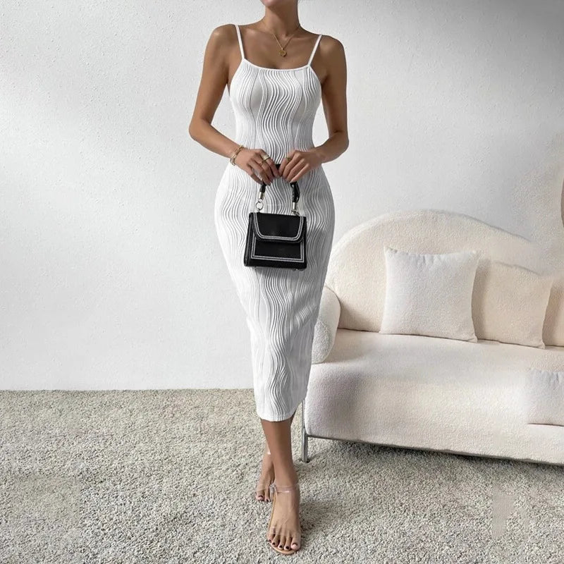 Elegantes weißes Neckholder-Kleid Damen rückenfrei sexy langes Kleid Strandurlaub einfarbige Kleider Frühling Sommer vielseitiger Unterrock