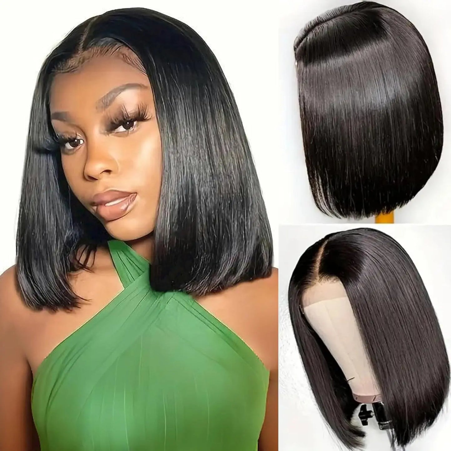 Bob Perücke Echthaar 13X4 Lace Front Perücke 180% Dichte Kurze Glatte Frontale Bob Perücke Transparente Spitze Vorgezupft Mit Babyhaaren