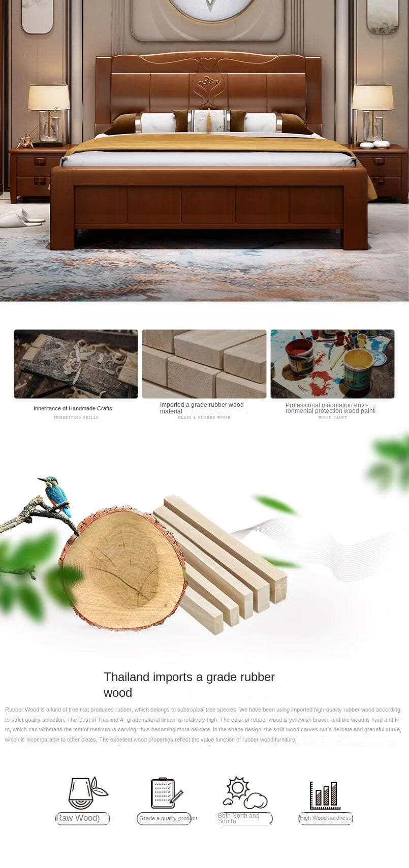 Europäisches Luxus-Schlafzimmer-Set, weich, modern, High-End-Aufbewahrung, Queen-Size-Schlafzimmer-Set, Holz, cool, Apartment, Möbel für Schlafzimmer