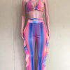 Bra+tassel Pants Suit  2 Piece Set Women Hot Pink Swimsuit Mesh Bathing Suit Sexy Matching Swimwear Viquinis Mujer 2022