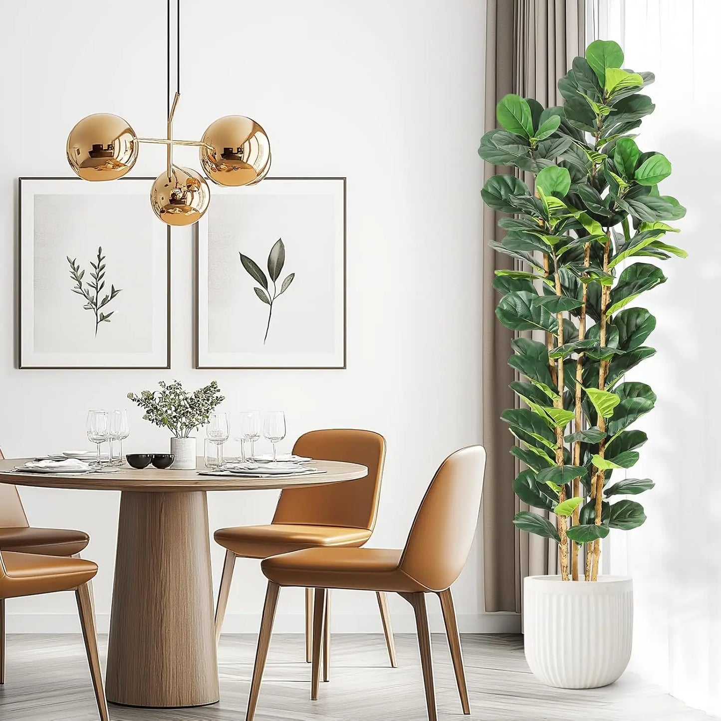 5/6/7 FT Artificial Fiddle Leaf Fig Tree with Pot Faux Trees with Artificial Plants Fiddle Leaves Greenery Fake Tree for Home