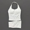 2 Pieces Sports Set Women Backless Halter Tops High Waist Seamless Hight Stretch Shorts Gym Suit Sportswear Workout Sets