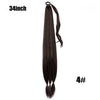 Ponytail Extensions Synthetic Boxing Braids Wrap Around Chignon Tail With Rubber Band Hair Ring 26 Inch Brown Ombre Braid DIY