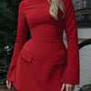 Hugcitar 2024 Frühling O-Ausschnitt Langarm Uni Patchwork Reißverschluss Sexy Bodycon Minikleid Damen Mode Outfits Geburtstagsparty Y2K