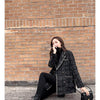 Tweed-Karo Anzugjacke Damen Oberbekleidung Lockerer Mittellanger Zweireihiger Freizeit-Wollblazer Top 2024 Frühling Herbst Neuer Schicker Anzug