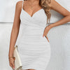 Solid V Neck Bodycon Cami Dress, Sleeveless Nightclub Dress For All Season, Women's Clothing