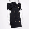 NewAsia Off-Shoulder Blazer-Kleid Zweireihig Rutschfest Rückenfrei Gerafft Tief Ausgeschnitten Reißverschluss Bodycon Robe Elegante Clubkleider
