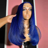 99J Burgundy Red Layered Lace Front Wig With Bangs Bone Straight Synthetic Lace Frontal Wigs 13x4 HD Glueless PrePlucked Cosplay