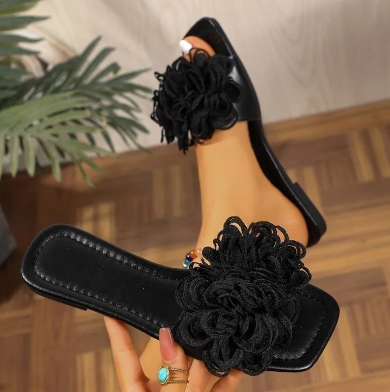 Fashion New Women'S Sandals Square Toe Flat Shoes Summer Simple Flip Flops Women'S Home Slippers Women'S Beach Shoes Casual Shoe