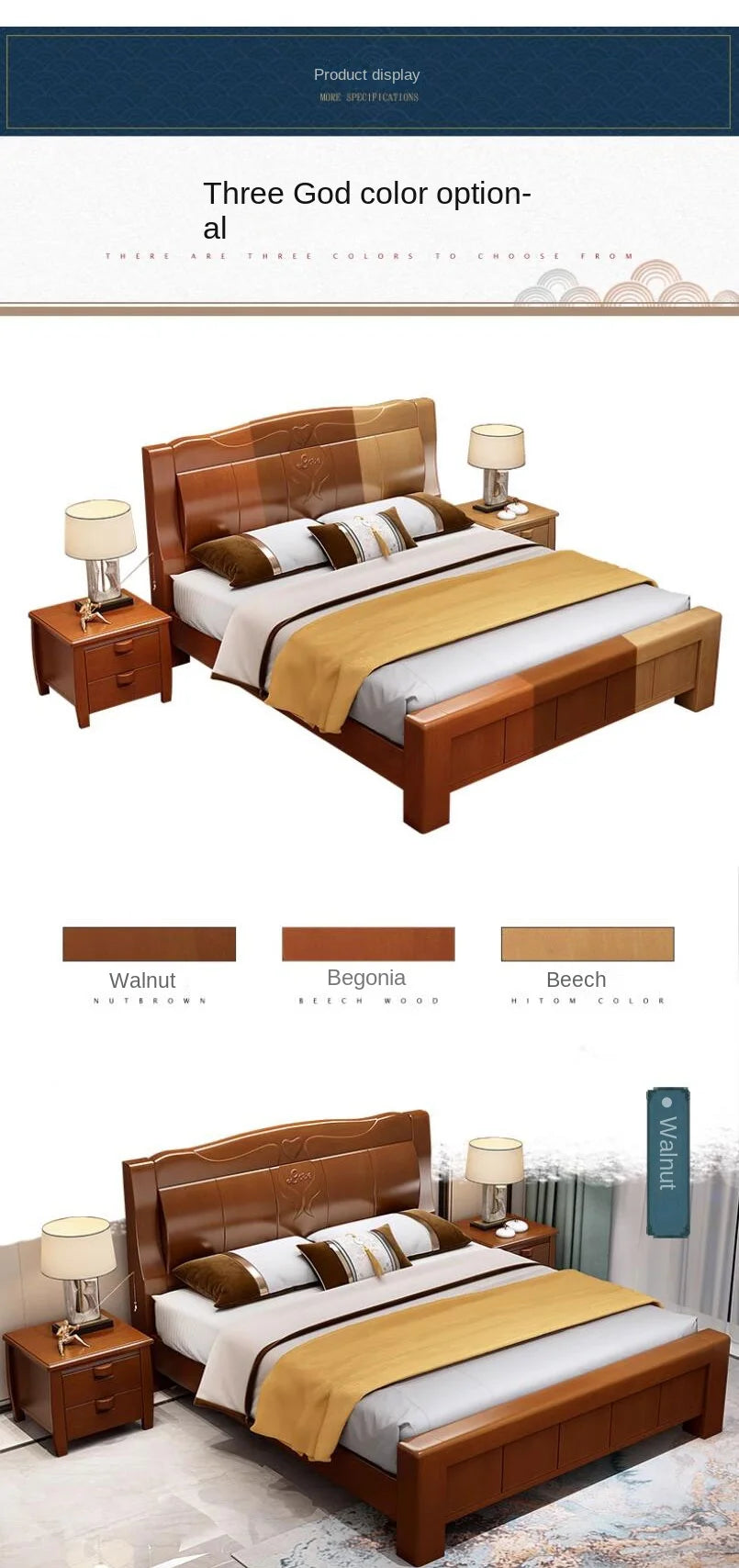Europäisches Luxus-Schlafzimmer-Set, weich, modern, High-End-Aufbewahrung, Queen-Size-Schlafzimmer-Set, Holz, cool, Apartment, Möbel für Schlafzimmer