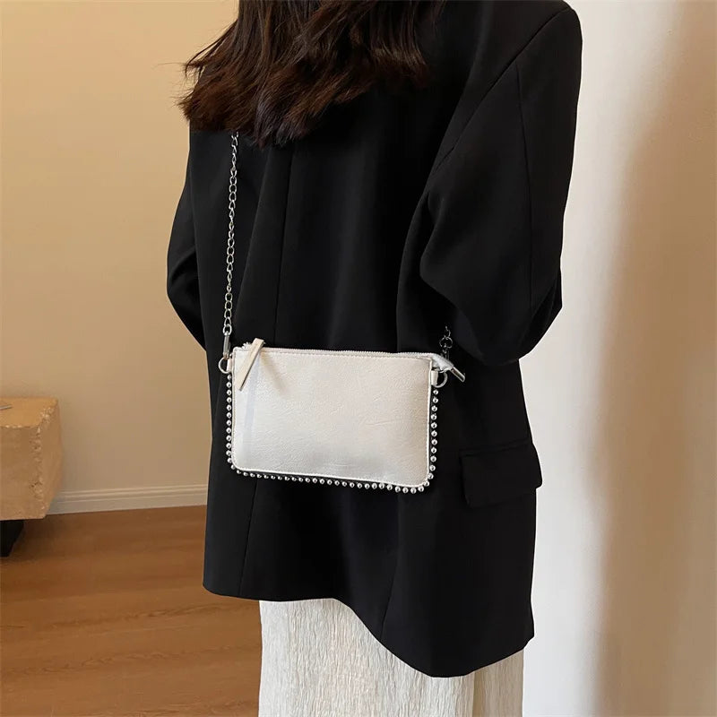 Einfarbige Design-Umhängetaschen für Damen, Mode-Ketten-Handytaschen, Mode-Schulter-Kuriertasche, Sac A Main weiblich