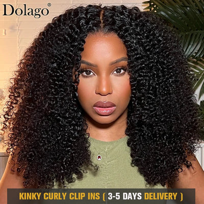 3B 3C Afro Kinky Curly Clip-In Echthaarverlängerungen Afro Kinky Curly Clip-Ins Bündel für schwarze Frauen 4A Dolago Full Head Sets