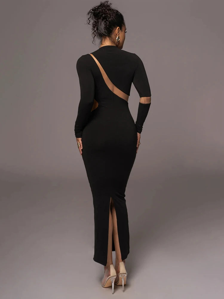 Articat-Women's Split Long Sleeve Midi Dress, Sexy Hollow Out, Split, Irregular, Irregular, Party, Club, Evening