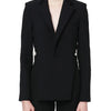 TWOTWINSTYLE Backless Spliced Button Blazers For Women Notched Collar Long Sleeve Patchwork Chain Chic Blazer Female Fashion New