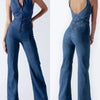 TARUXY Backless Heart Cutout Bodycon Jumpsuit For Women Casual Sleeveless Slim One-Piece Outfits Retro Denim Jumpsuits New 2025