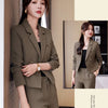 Solid Suits for Women 2024 Spring Fashion Office Ladies Long Sleeve Double Breasted Short Tops Chic Slim High Waisted Pant Suits