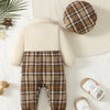 Two-Piece Baby Boy 1-24m Lapel Suspenders With Bow Gentleman Jumpsuit And Holmes Hat Spring And Autumn