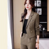 Solid Suits for Women 2024 Spring Fashion Office Ladies Long Sleeve Double Breasted Short Tops Chic Slim High Waisted Pant Suits