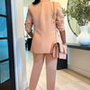 CM.YAYA Elegant Solid Blazer Suit and Pants Two 2 Piece Set  Women 2023 Autumn Winter Classic OL Street Outfit Tracksuit