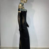 Summer Bandage Dress 2024 Women Celebrity Sexy Diamonds Crystal Black Maxi Long Bodycon Elegant Evening Club Party Dress