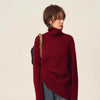 Rollkragenpullover 100% Kaschmir Pullover Damen lose verdickend Anti-Aging Nische Vintage Roter Rundhals-Pullover Damen Langarm