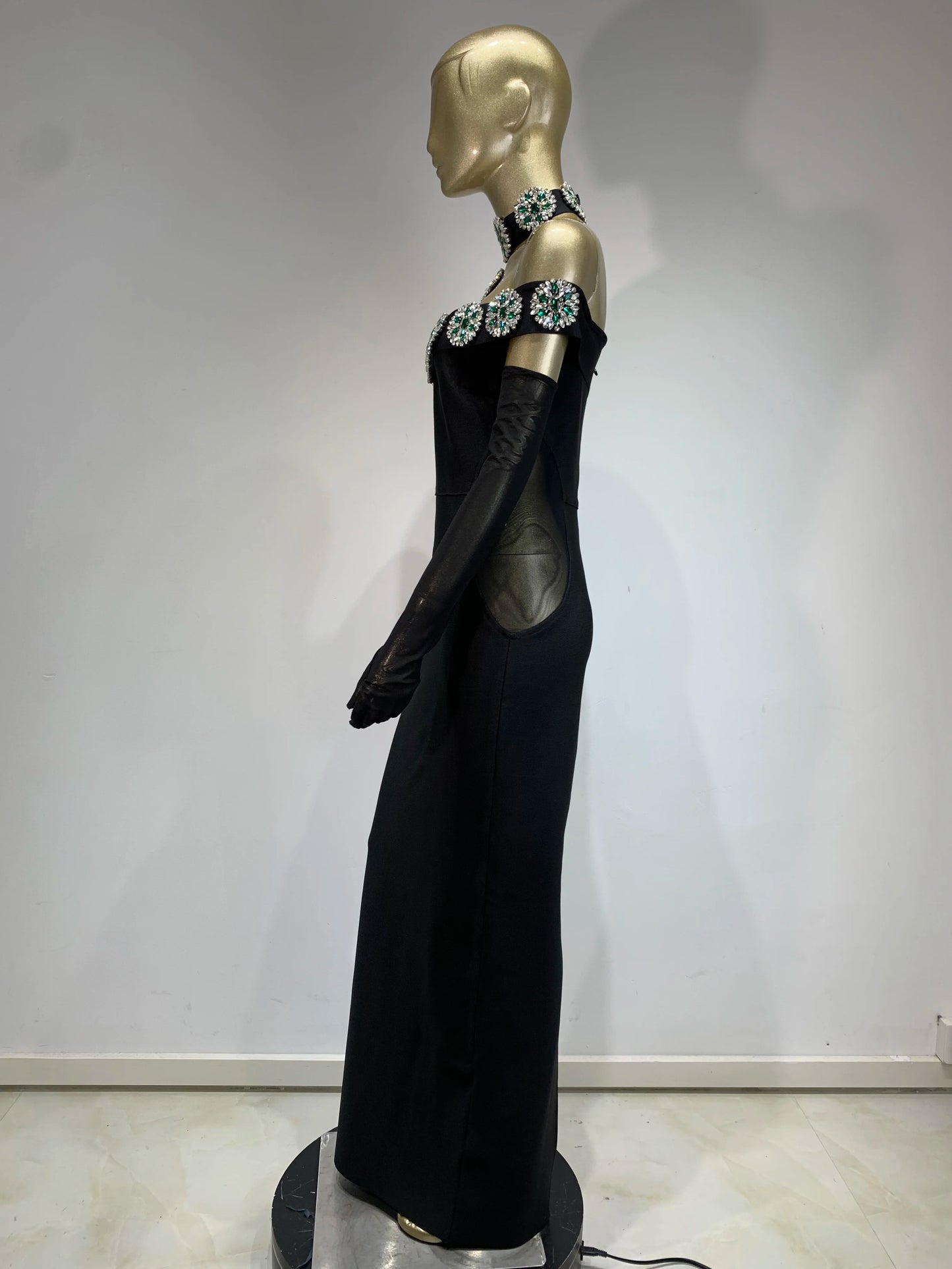 Summer Bandage Dress 2024 Women Celebrity Sexy Diamonds Crystal Black Maxi Long Bodycon Elegant Evening Club Party Dress