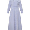 VONDA 2024 Women Elegant Striped Maxi Dress Bohemian Sundress Casual Loose Off Shoulder Long Sleeve Party Vestidos Robe Femme