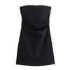 TRAF Damenkleid schulterfrei Korsett Kurze Kleider Gerafftes rückenfreies blaues schwarzes weißes Kleid Damen sexy Bodycon Partykleider