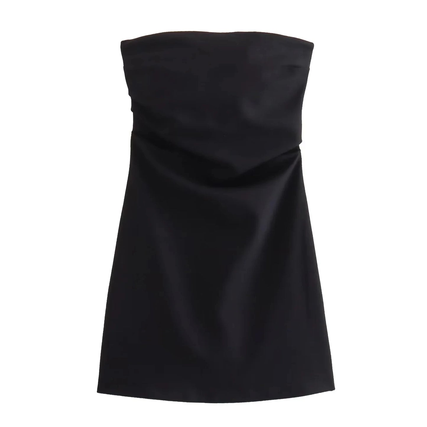 TRAF Damenkleid schulterfrei Korsett Kurze Kleider Gerafftes rückenfreies blaues schwarzes weißes Kleid Damen sexy Bodycon Partykleider