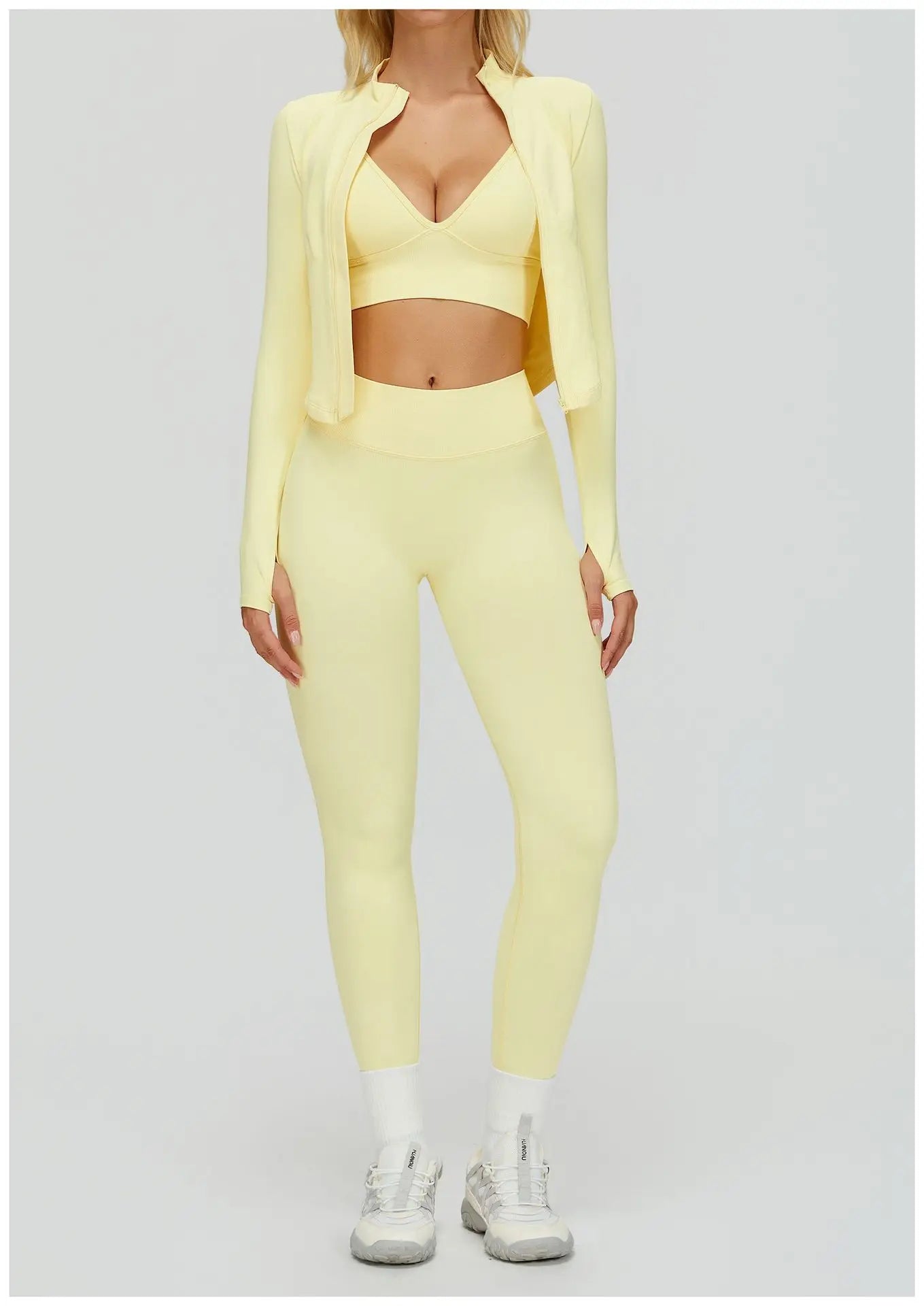 SWELTERING 2/3PCS Seamless Yoga Set Gym Clothes Sportswear Fitness Suits Women Workout Bra Crop Top Long Sleeve Sports Suits