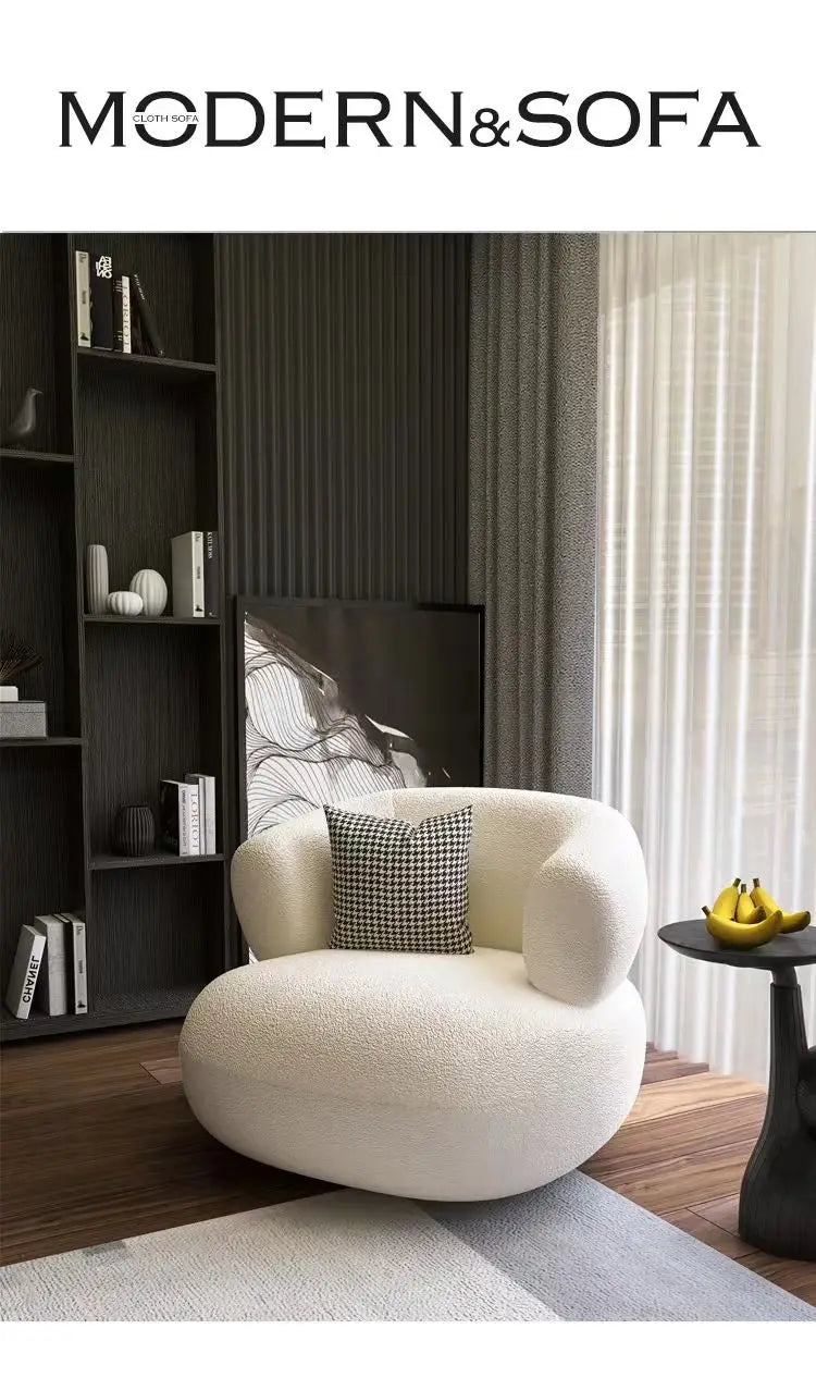 Kleines Wohnzimmer Balkon Freizeit kleines Sofa Lammwolle Einzelsessel Ins-Stil Faul Sofa Stuhl