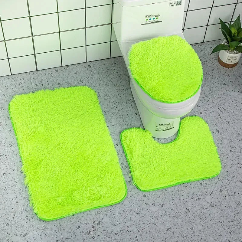 3pcs Bathroom Mat Set for Bathroom Silk Tie-Dye Toilet Soft Non Slip Rug Shower Carpets Toilet Lid Cover Floor Mats for Hallway