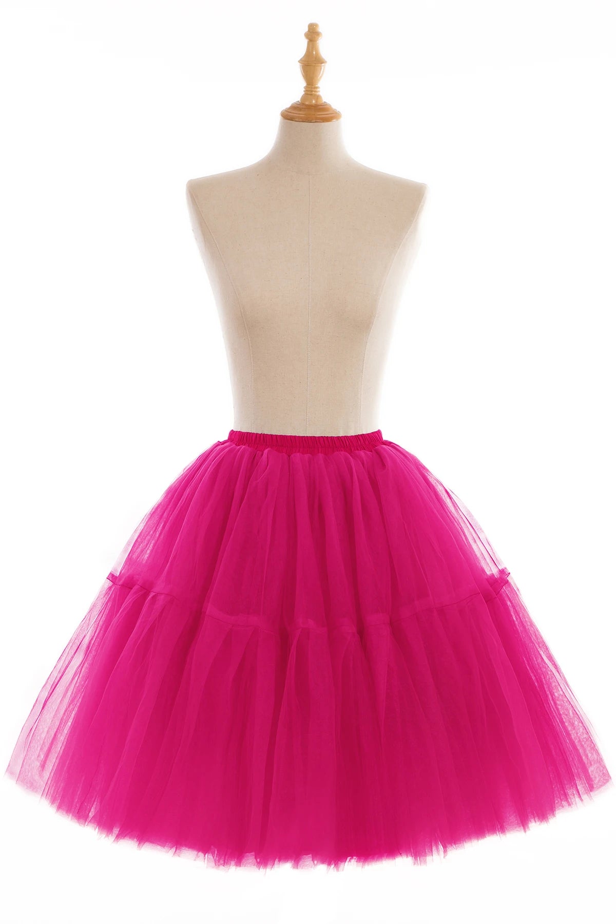 Multi-layer Tulle Tutu Skirts Fuchsia 6 Layers Fluffy Petticoat Underskirt Princess Ball Gown Women Halloween Party Skirt