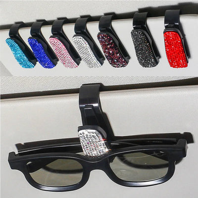 Sonnenblendenhalterung Sonnenbrillenclip Halter Strasshalterung Tragbare Sonnenbrille Auto Kristall Clip Dekoration Zubehör