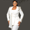 Customized Unique Design Beads Women Pants Suits White Wedding Blazer Jacket Guest Wear Slim Fit 2 Pieces