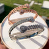 Iced Out Cuff Bangle Paved Setting Bling Cz Cubic Zirconia Wrist Cuban Chain Link Bracelets Fashion Hip Hop Jewelry for Women
