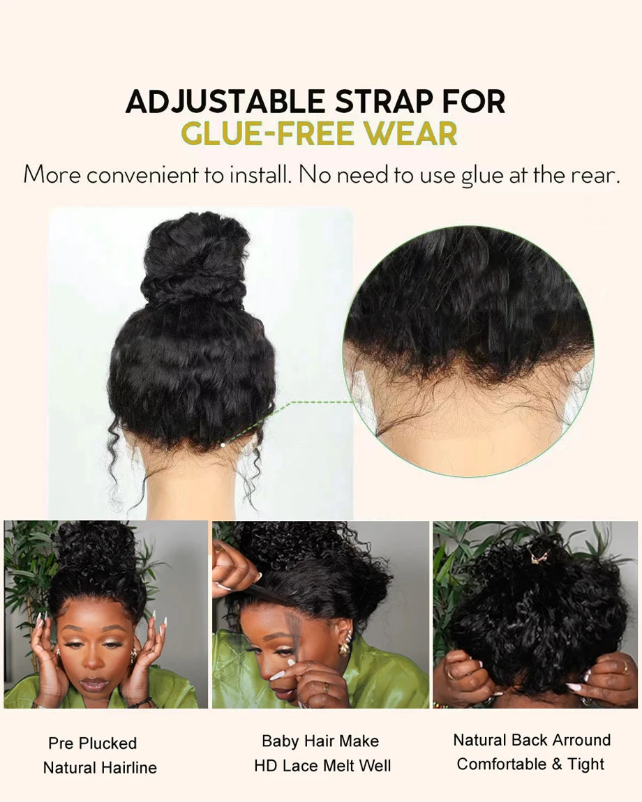 360 Lace Front Perücke Echthaar Wasserwelle Invisi Strap Bequemer Sitz 360 Transparente Lace Frontal Perücken Vorgestanzte Lace Perücke Gebleichte Knoten