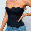 SsTss American Court Corset Sheer Mesh Breathable Corset Sexy Top Hollow Irregular Lace Double Layer Shapewear Chic Camis Top