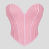 Women'S Strapless Solid Bustier Corset Fishbone Push Up Waist Trainer Crop Tops Sleeveless Backless Padded Bandeau Bikini Top